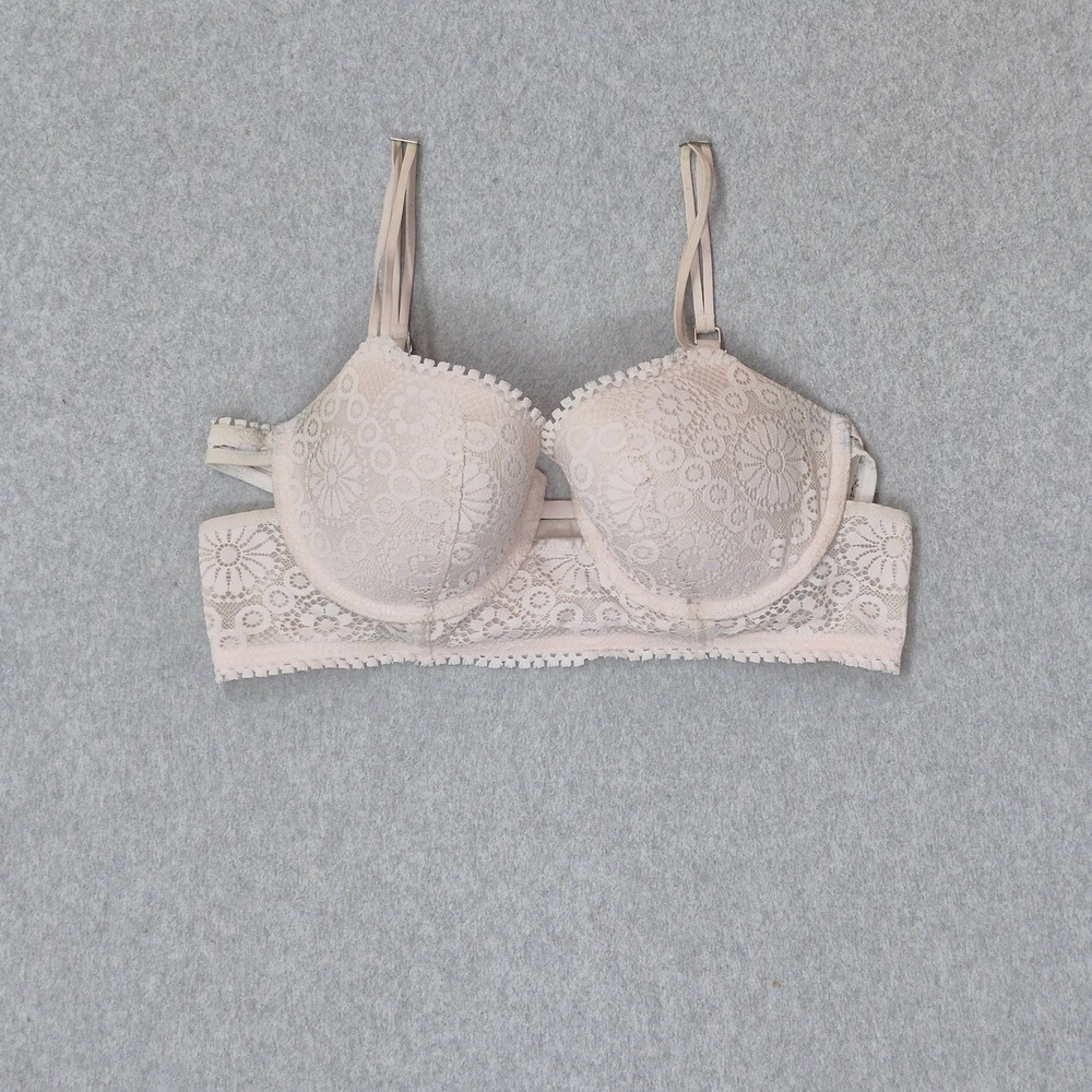 Aerie Women‎ Bra 36C Pink Floral Longline Balconette Underwired Lace